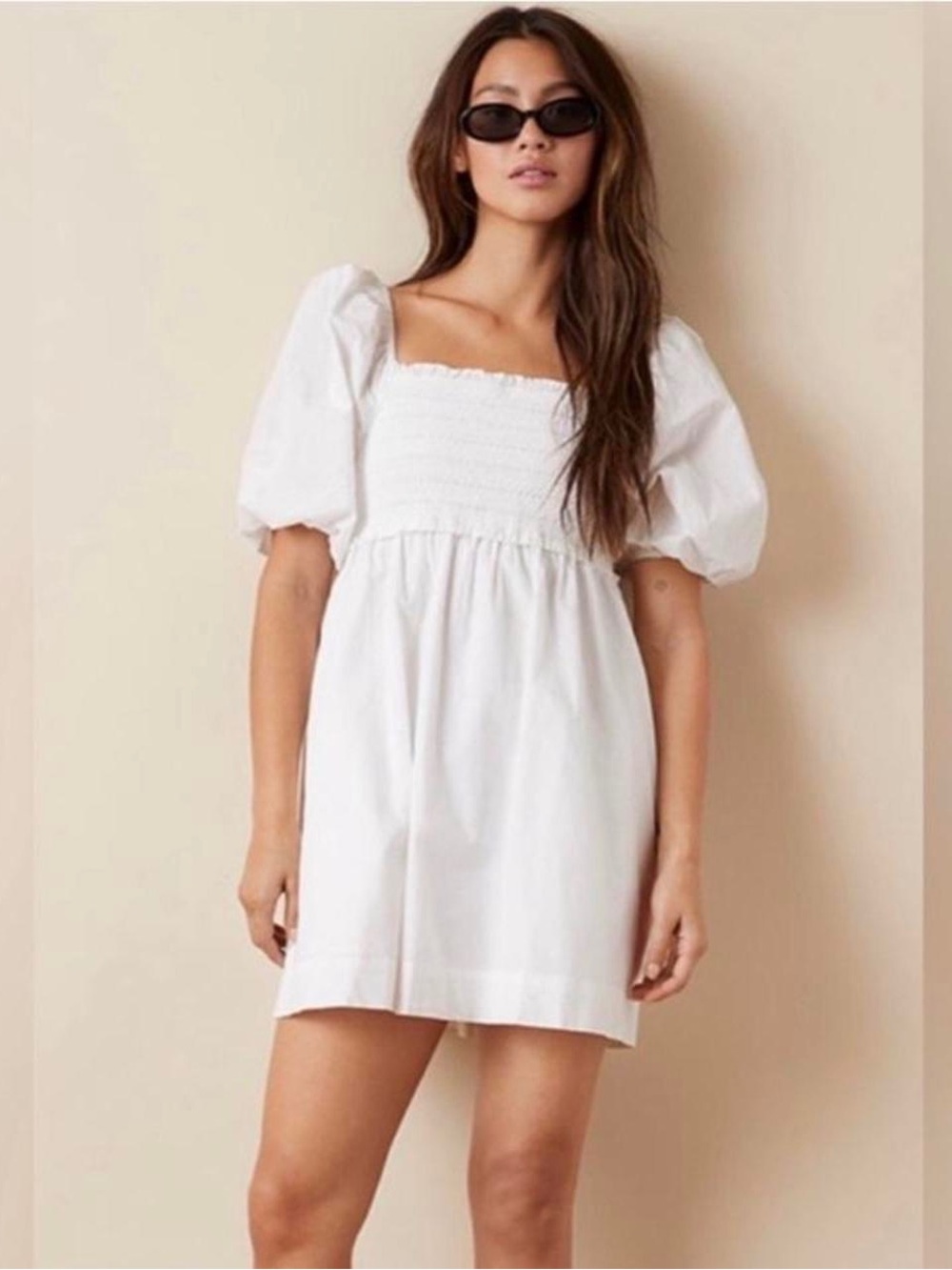 AE Smocked Puff-Sleeve Mini Dress